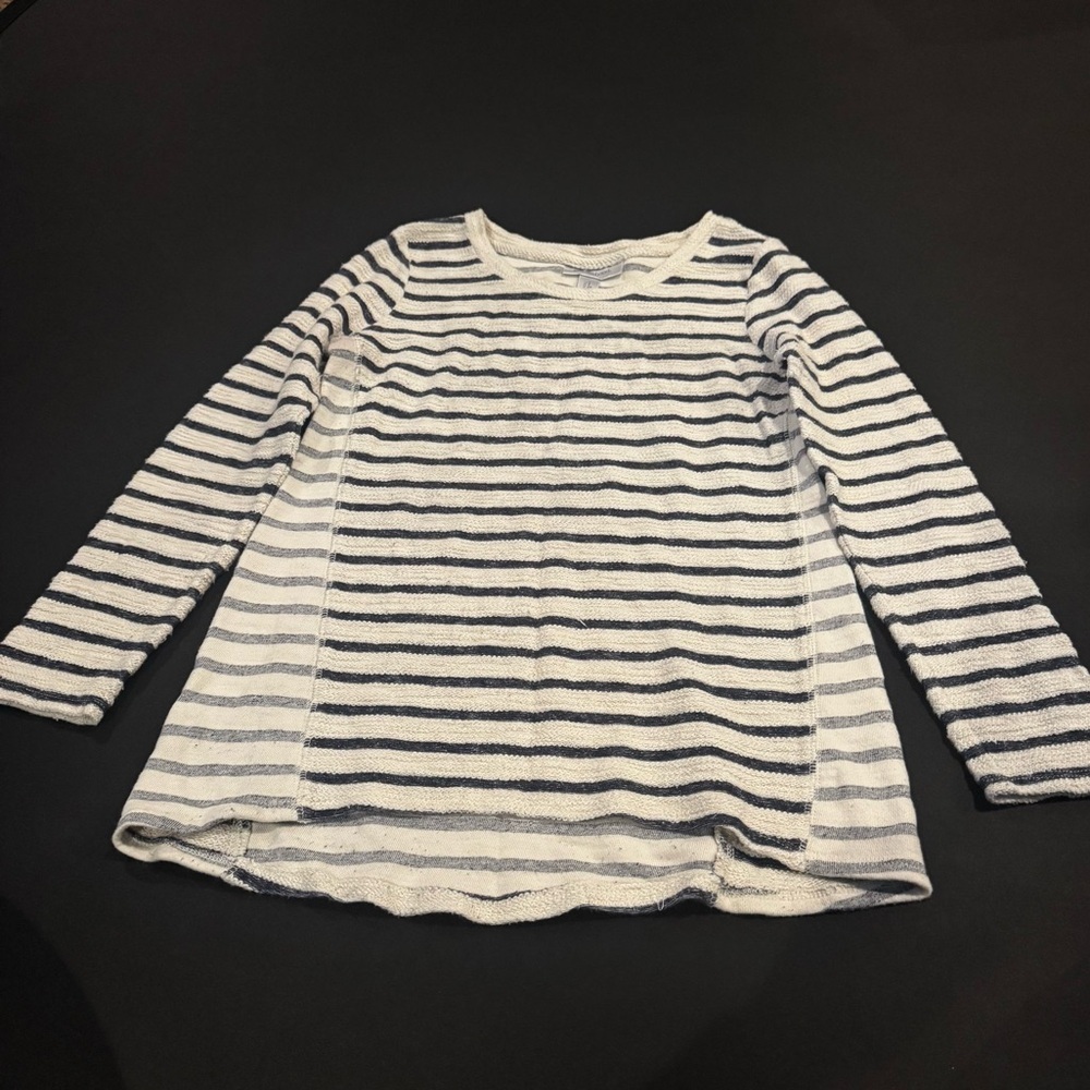 Motherhood Navy White Striped Long Sleeve Tee Preppy Coastal Nautical